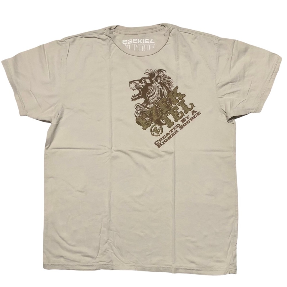 Ezekiel Mens T-Shirt Lion LARGE Tee Beige Cotton Excellent Condition.